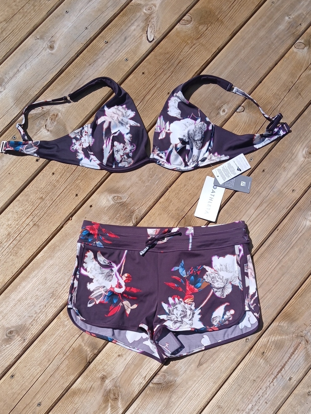 NWT ATHLETA Piha Plunge Bikini Top Amd Matching Swim Short